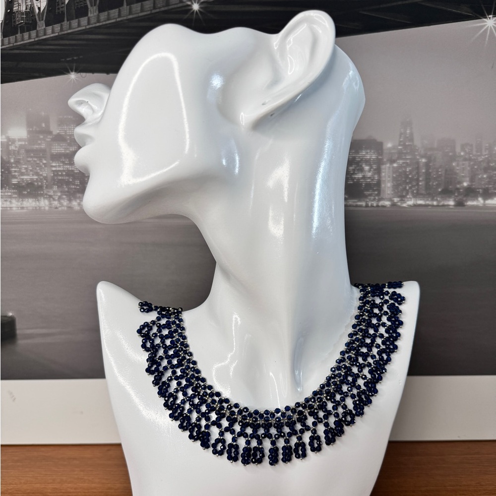 Handmade “Sapphire” Glass Seed Bead Ukrainian Gerdan Necklace- Formal Pa… - Picture 8 of 8